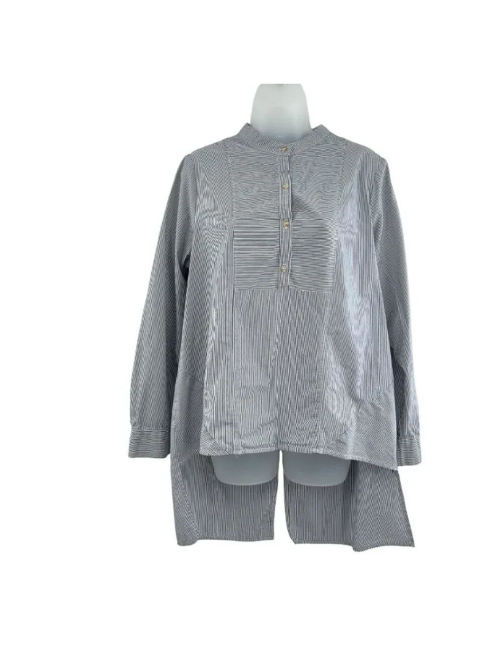 Ro&De Tunic Women Size Large Striped Long Sleeve Hi Low Hem Asymmetrical Cotton